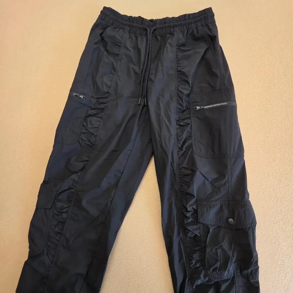 Athleta Parachute Cargo Pants Black Sz 2 Lightweight Athleisure